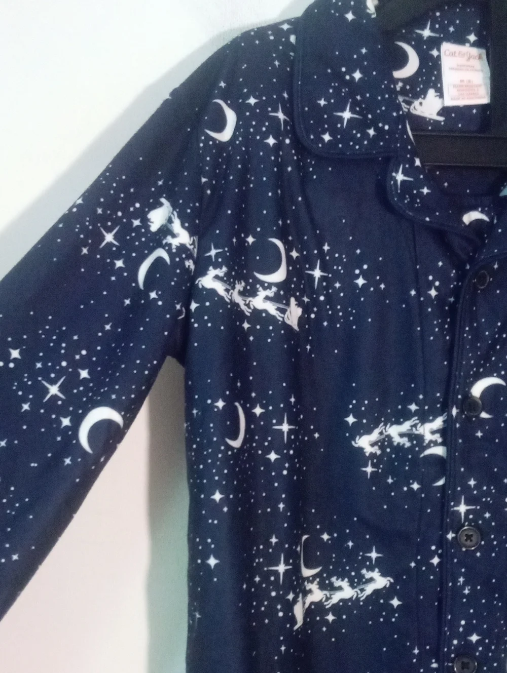 Cat & Jack Boys Navy Star & Crescent Moon Pajama Set Sz 8 NWT $20 Santa